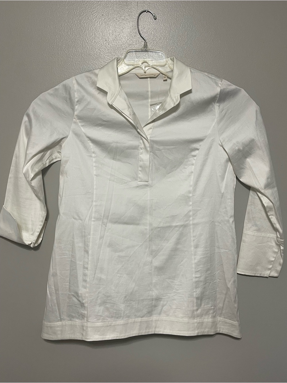 NWOT Soft Surroundings Women's Small Tunic Top Blouse Cotton Quiet Luxury Money
